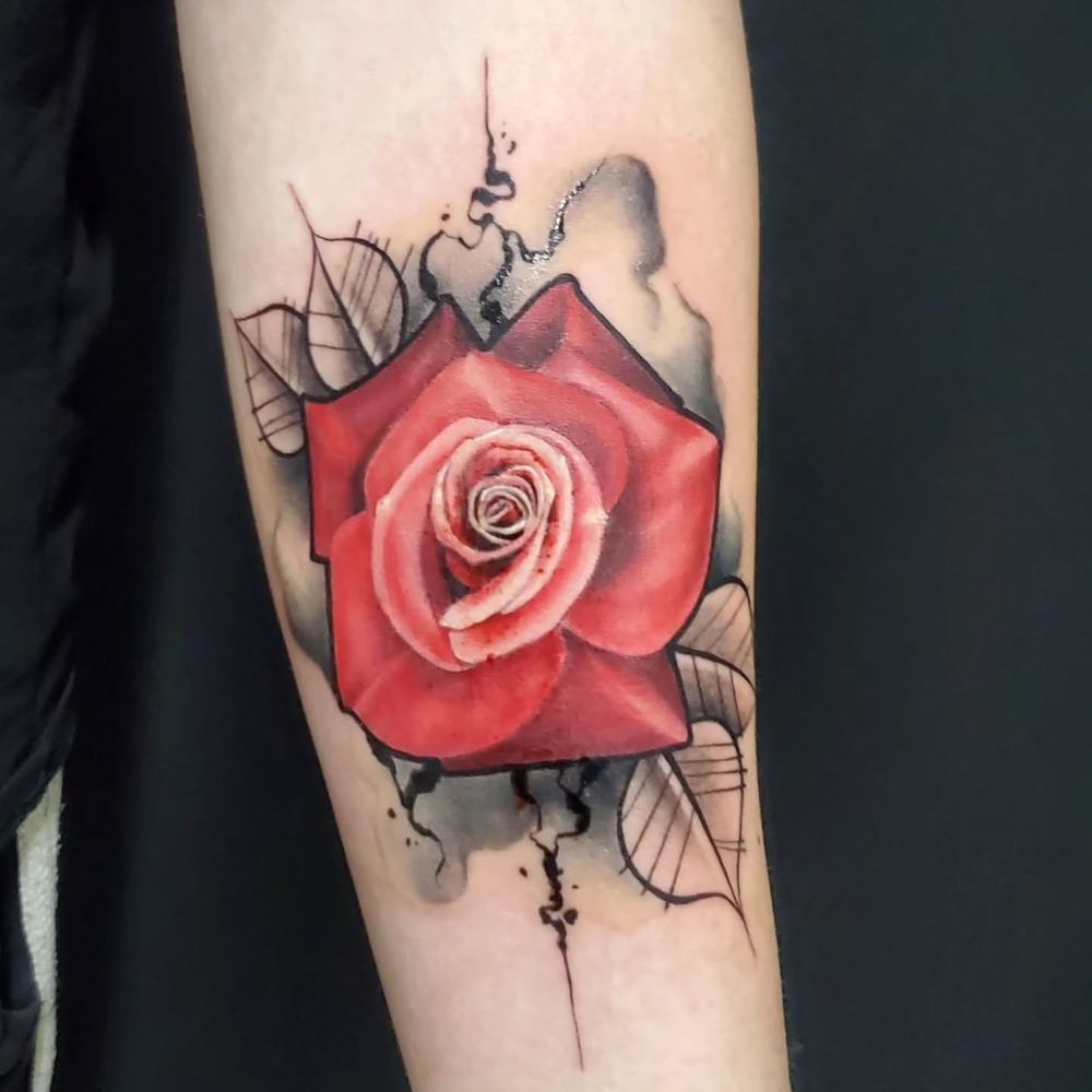 Red rose tattoo by Adrian
