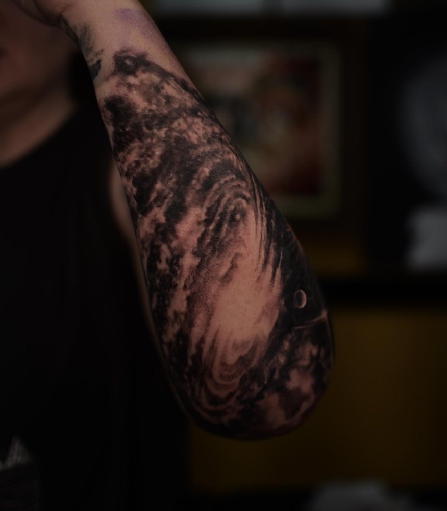 Whirlpool & forest tattoo by Ash Barroga