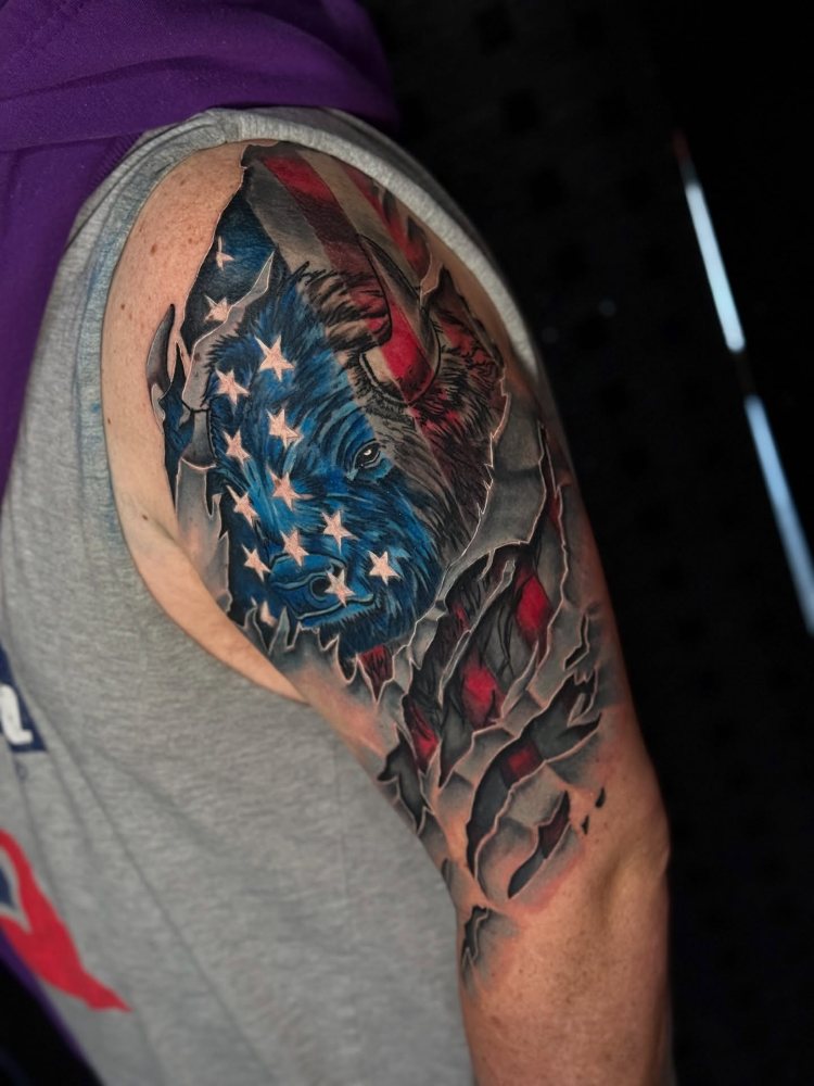Eagle & flag tattoo by Chase