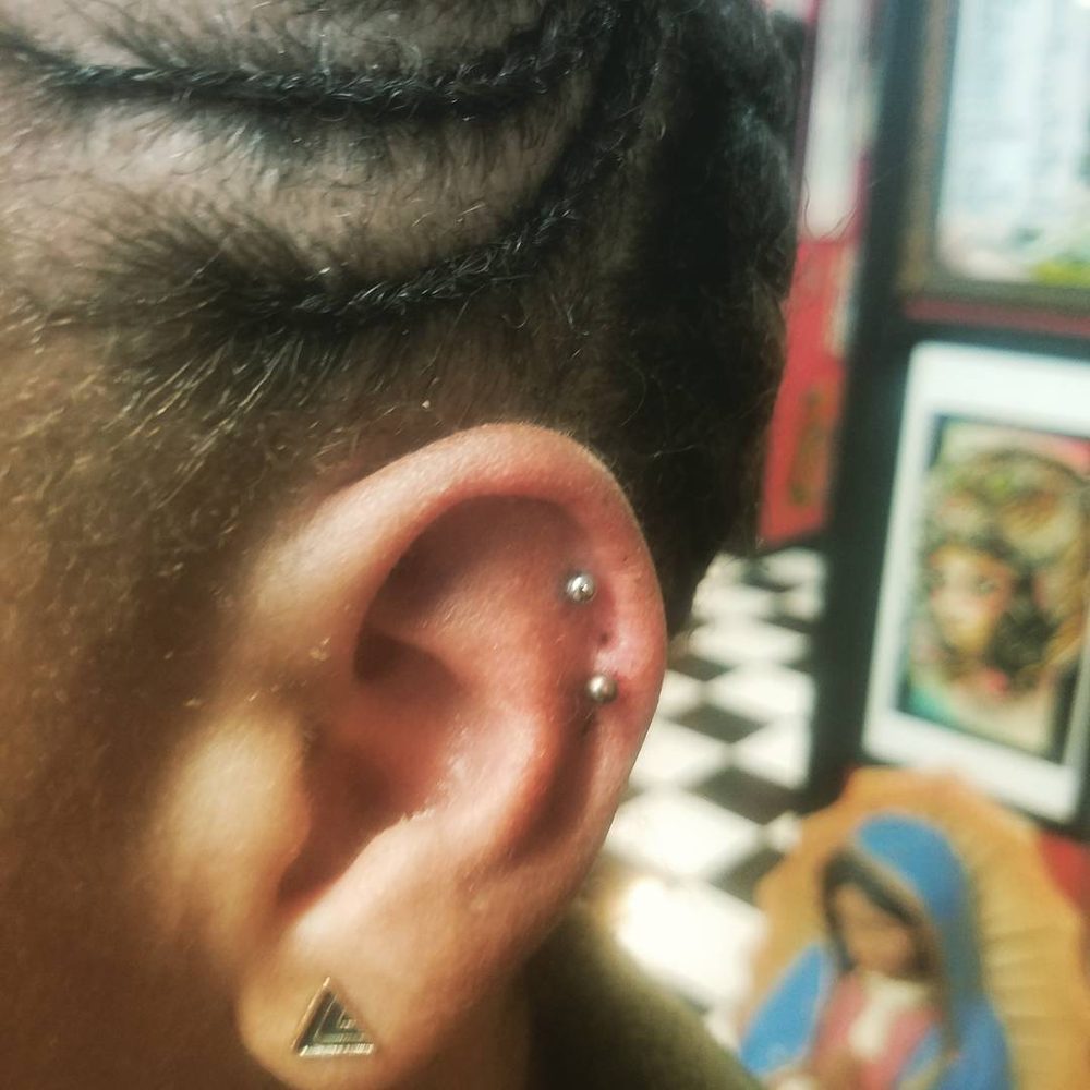 Helix piercing by Doni