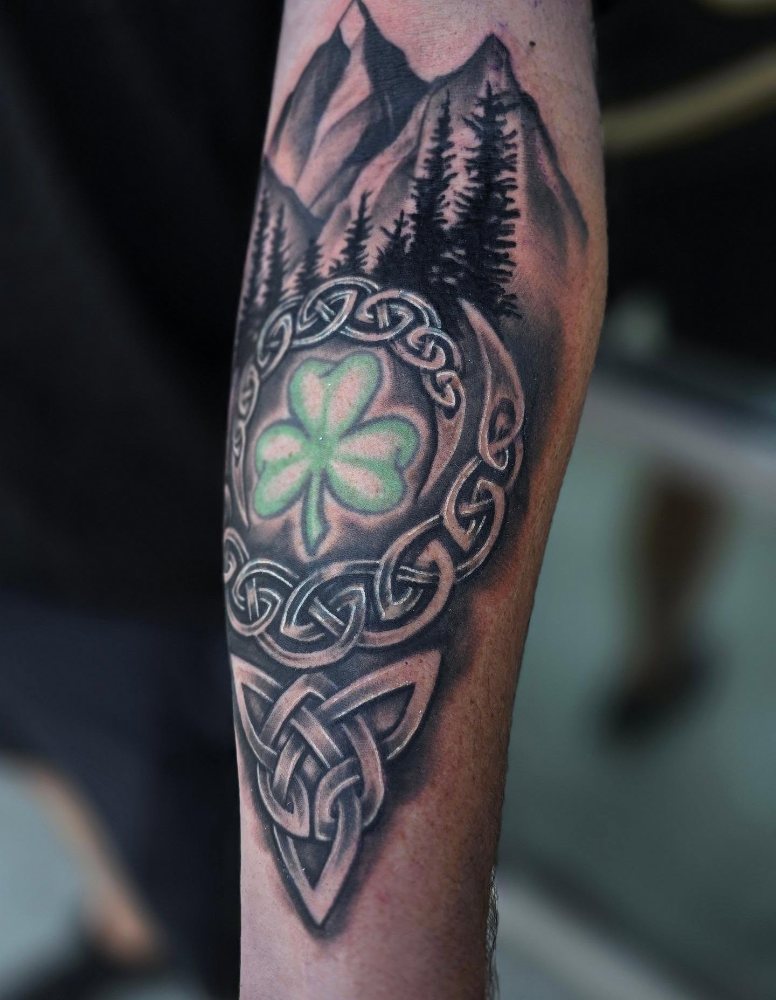 Clover & Celtic knot tattoo by Jason Lawson