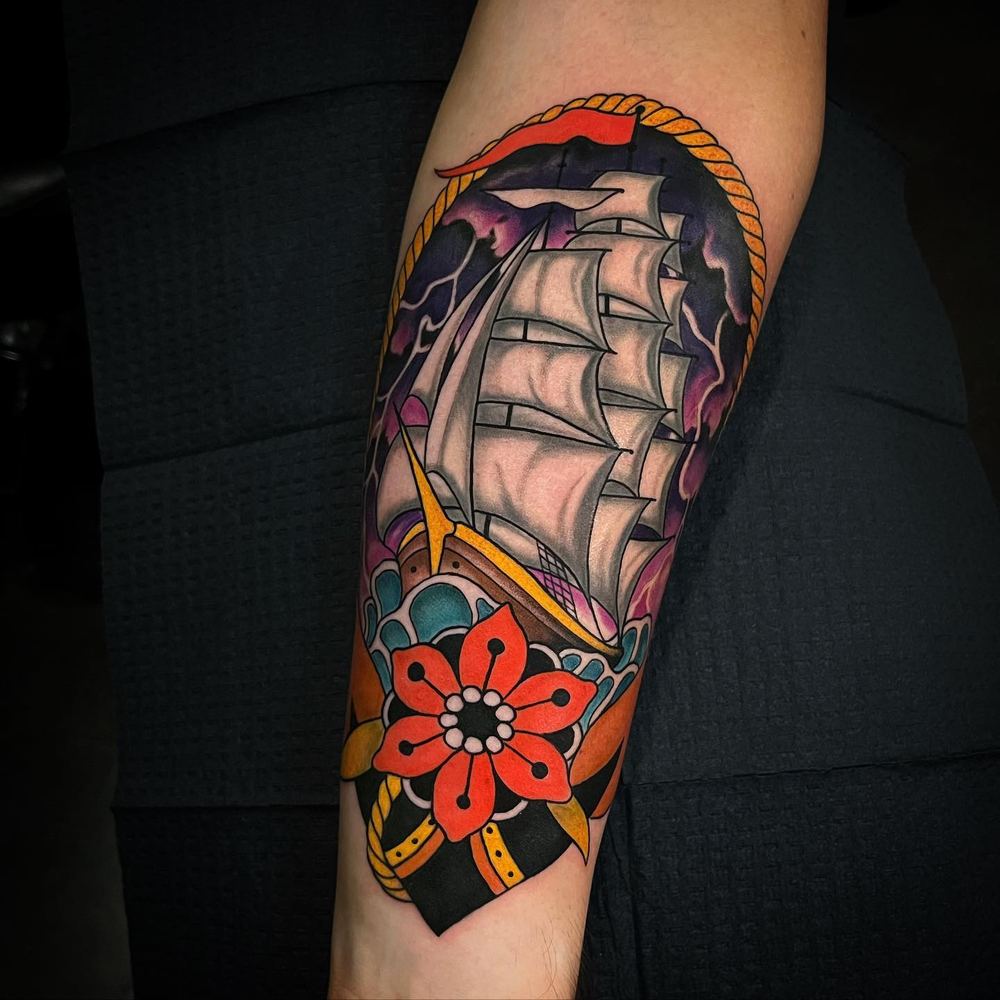 Sailing ship tattoo by Marvin