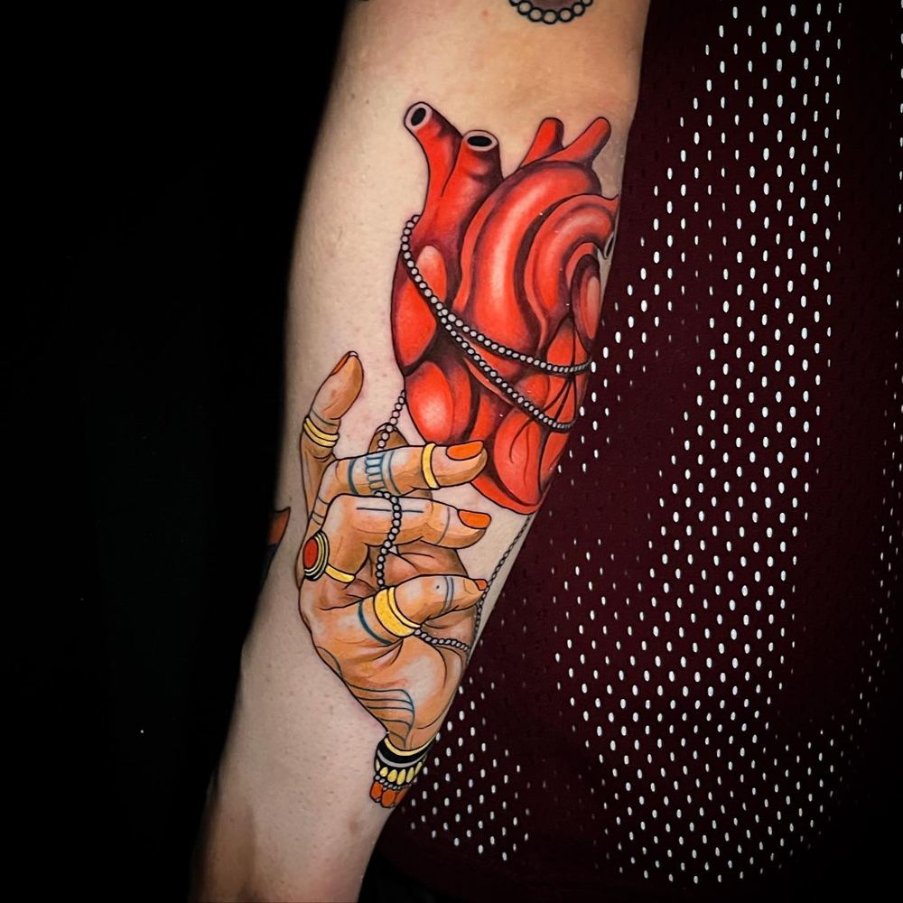 Anatomical heart tattoo by Marvin