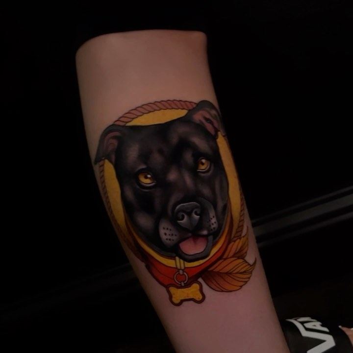 Dog portrait tattoo by Marvin
