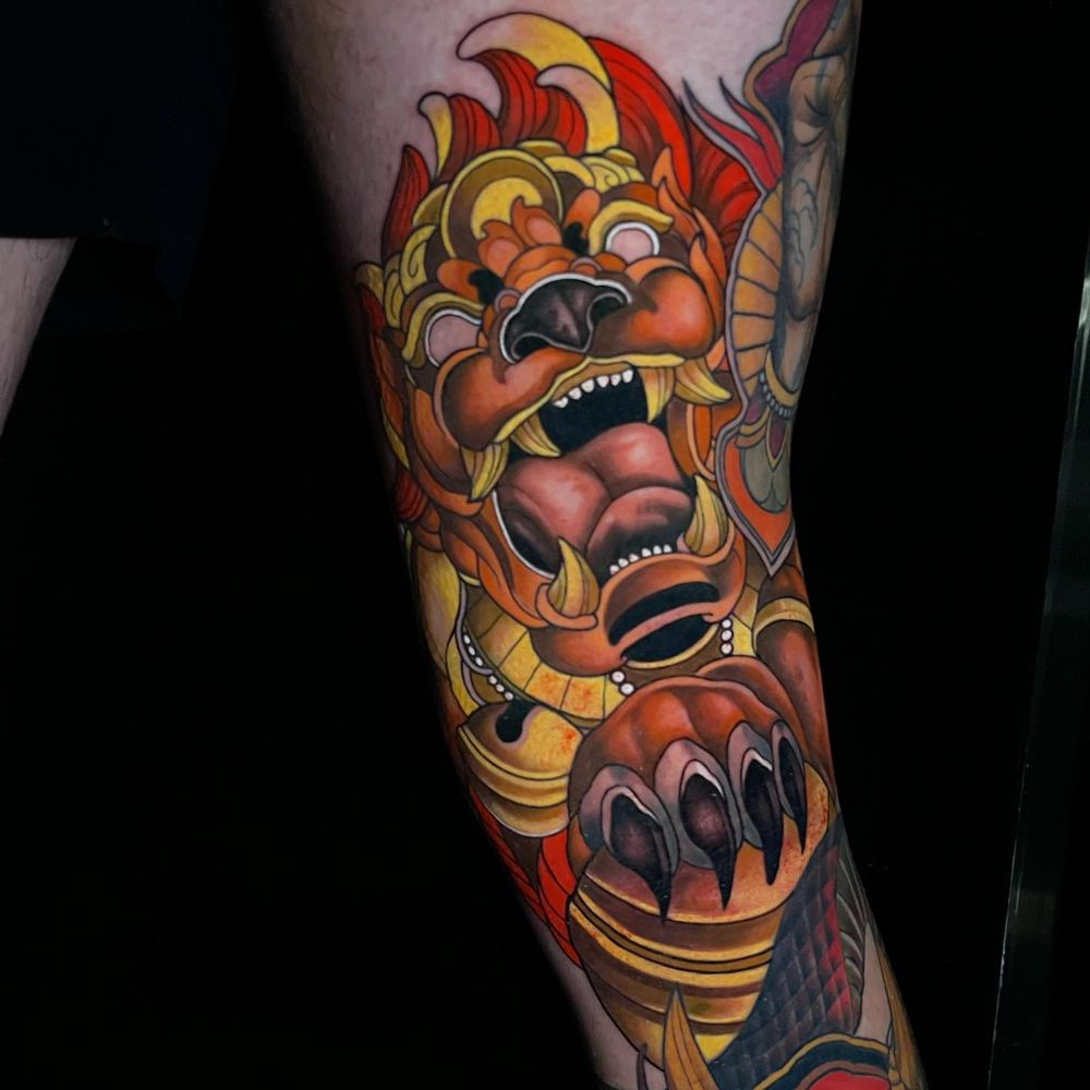Guardian lion tattoo by Marvin