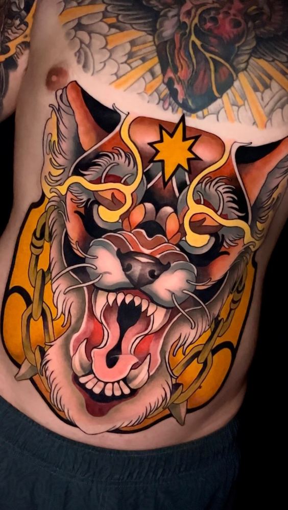 Tiger & dagger tattoo by Marvin