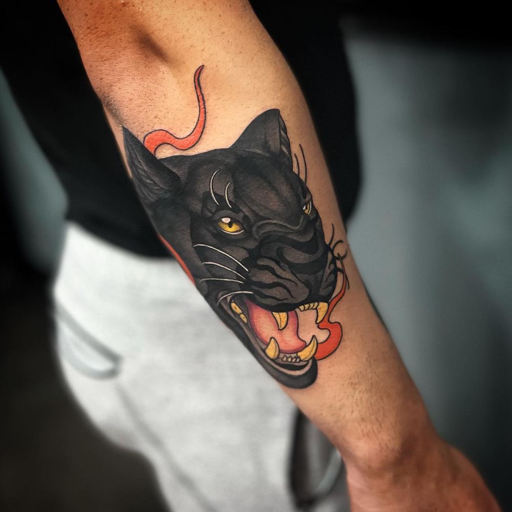 Black panther tattoo by Marvin