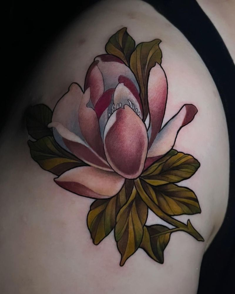 Magnolia tattoo by Sinai Alba