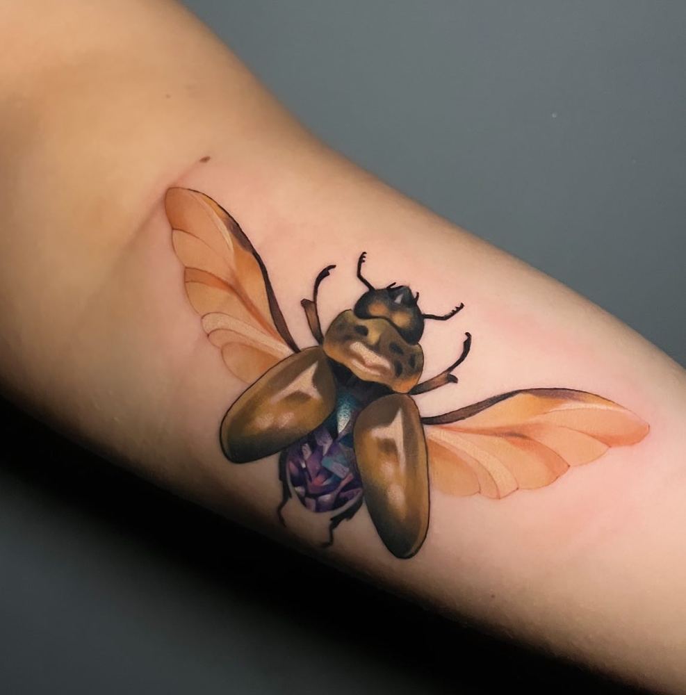 Beetle tattoo by Sinai Alba