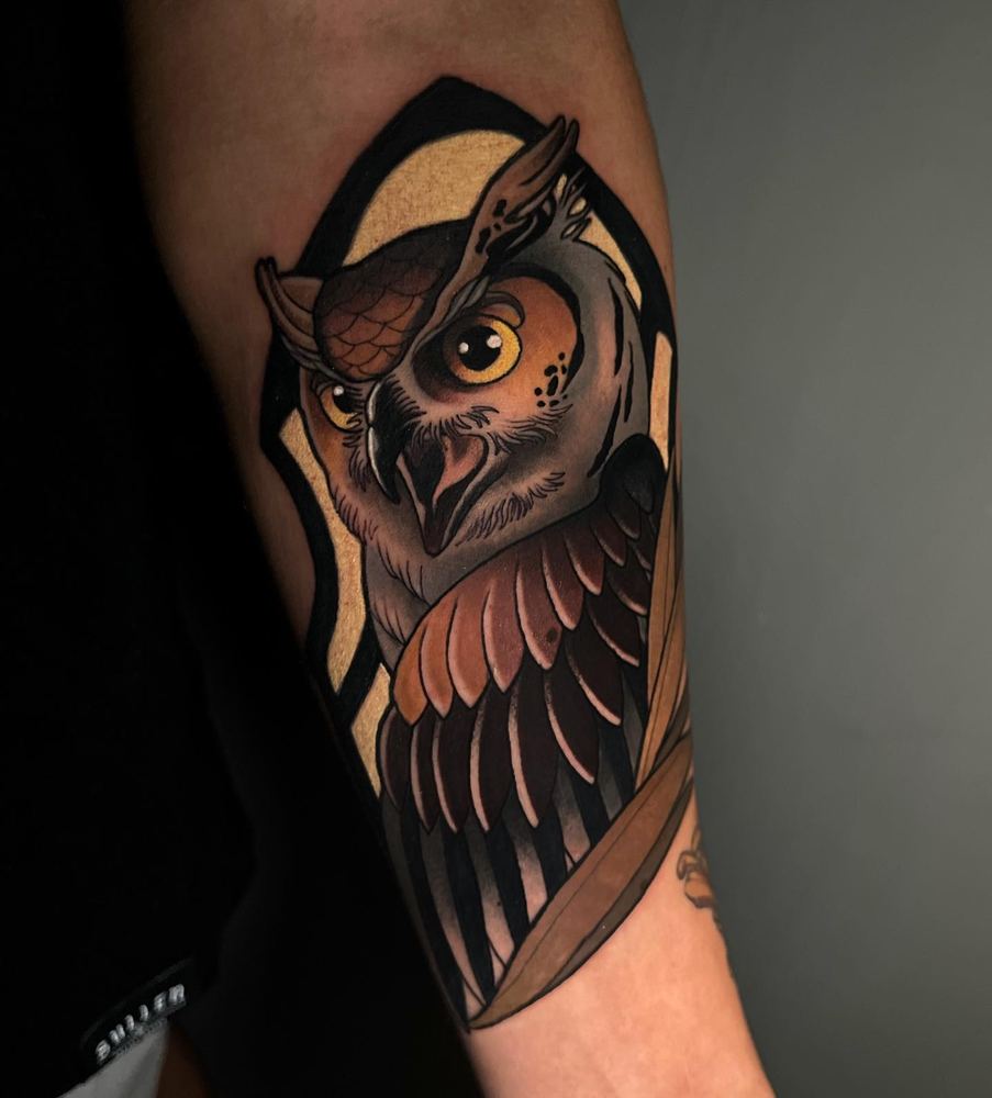 Owl tattoo by Sinai